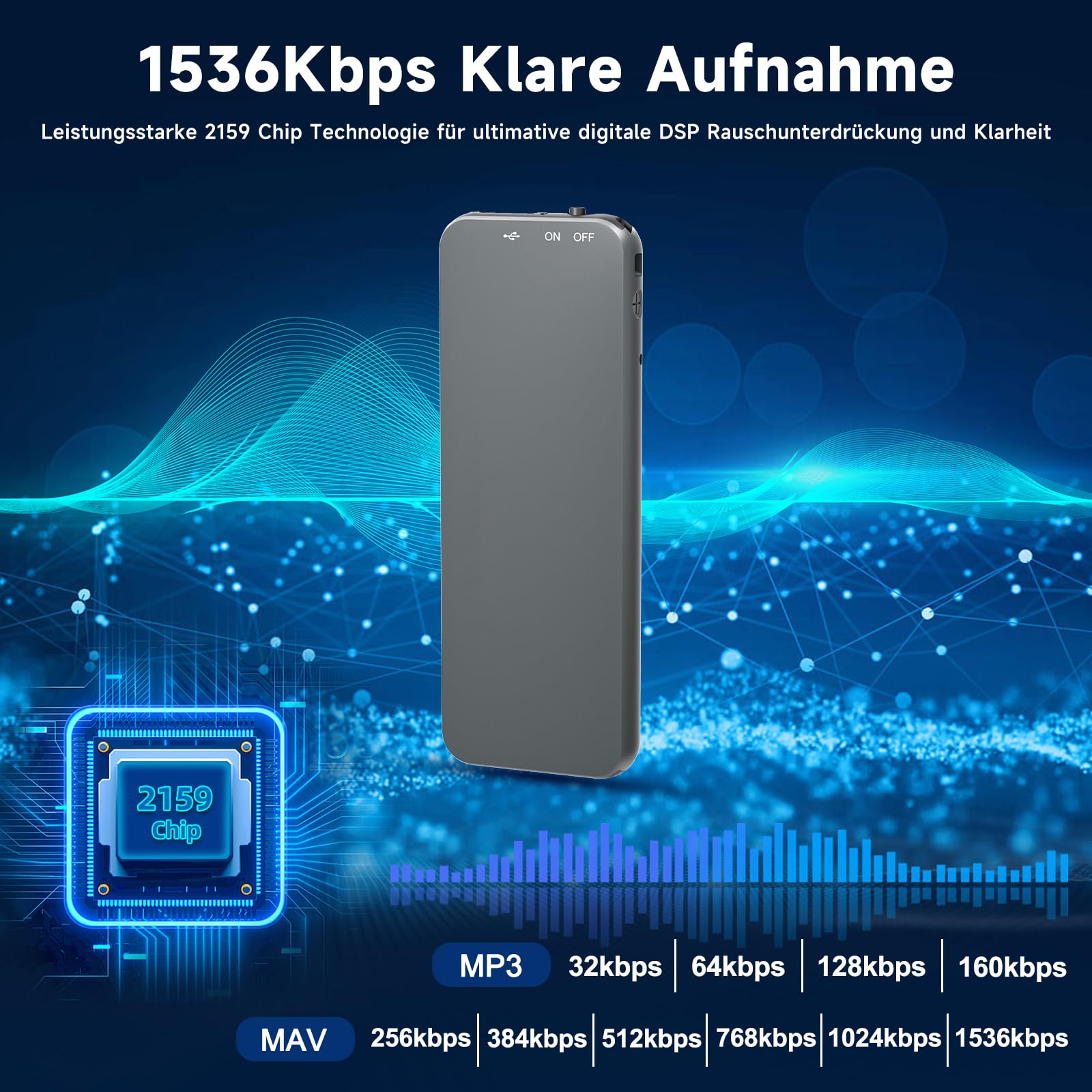64GB Howabo Registratore Vocale, 40 Ore di Registrazione a Lungo Termine, Registratore ad Attivazione Vocale con Custodia in Metallo, Perfetto per Lezioni e Riunioni