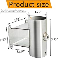 Vista 2 de Soporte para sombrilla de patio, soporte para sombrilla de cubierta al aire libre, 1.75 pulgadas de diámetro en abrazadera de sombrilla de acero