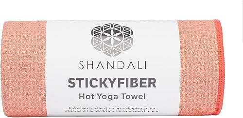 Shandali Hot Yoga Towel - Toalla de yoga de fibra adhesiva, tamaño de esterilla, microfibra, súper absorbente, antideslizante, sin lesiones, 24 x 72