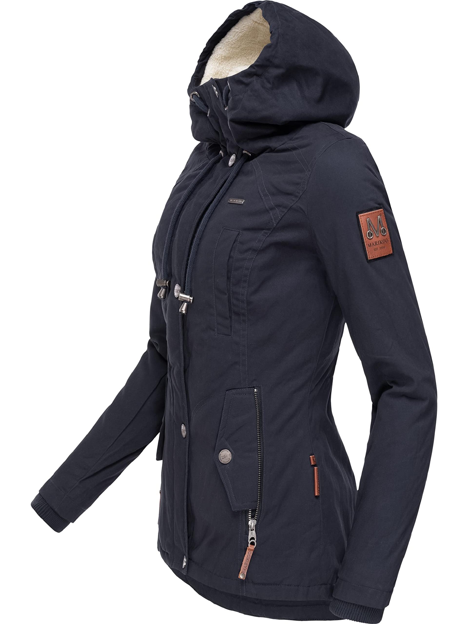 MARIKOO Cappotto corto invernale da donna con cappuccio Bikoo XS-XXL