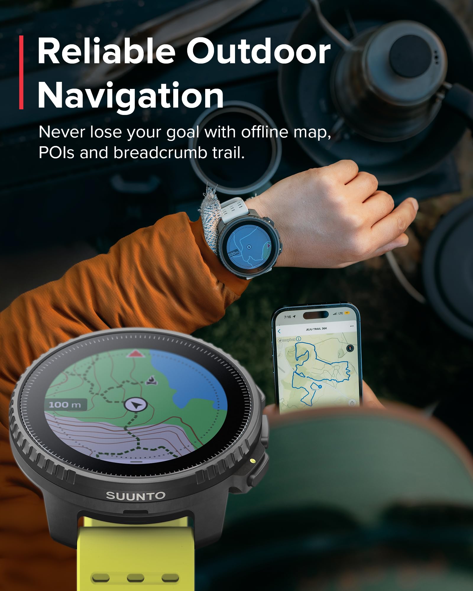 SUUNTO Pionowe: przygodowy zegarek GPS, duży ekran, mapy offline, ładowanie energią słoneczną