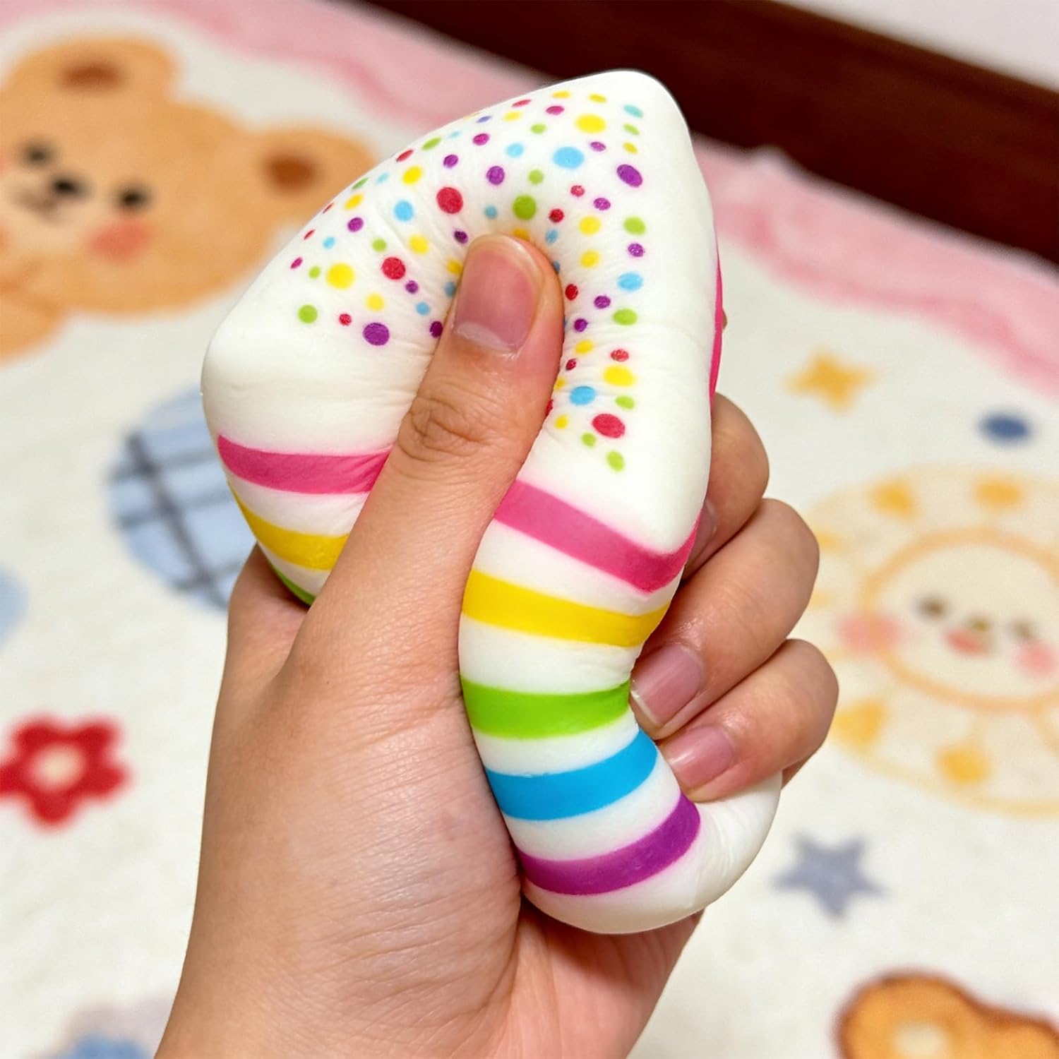 Rainbow Cake Squishies,Jumbo Slow Rising Fidget Squeeze,Soft Relief Squishy Stress,Squeeze Ball Sensory for Anxiety Stress Party Favors Colorful
