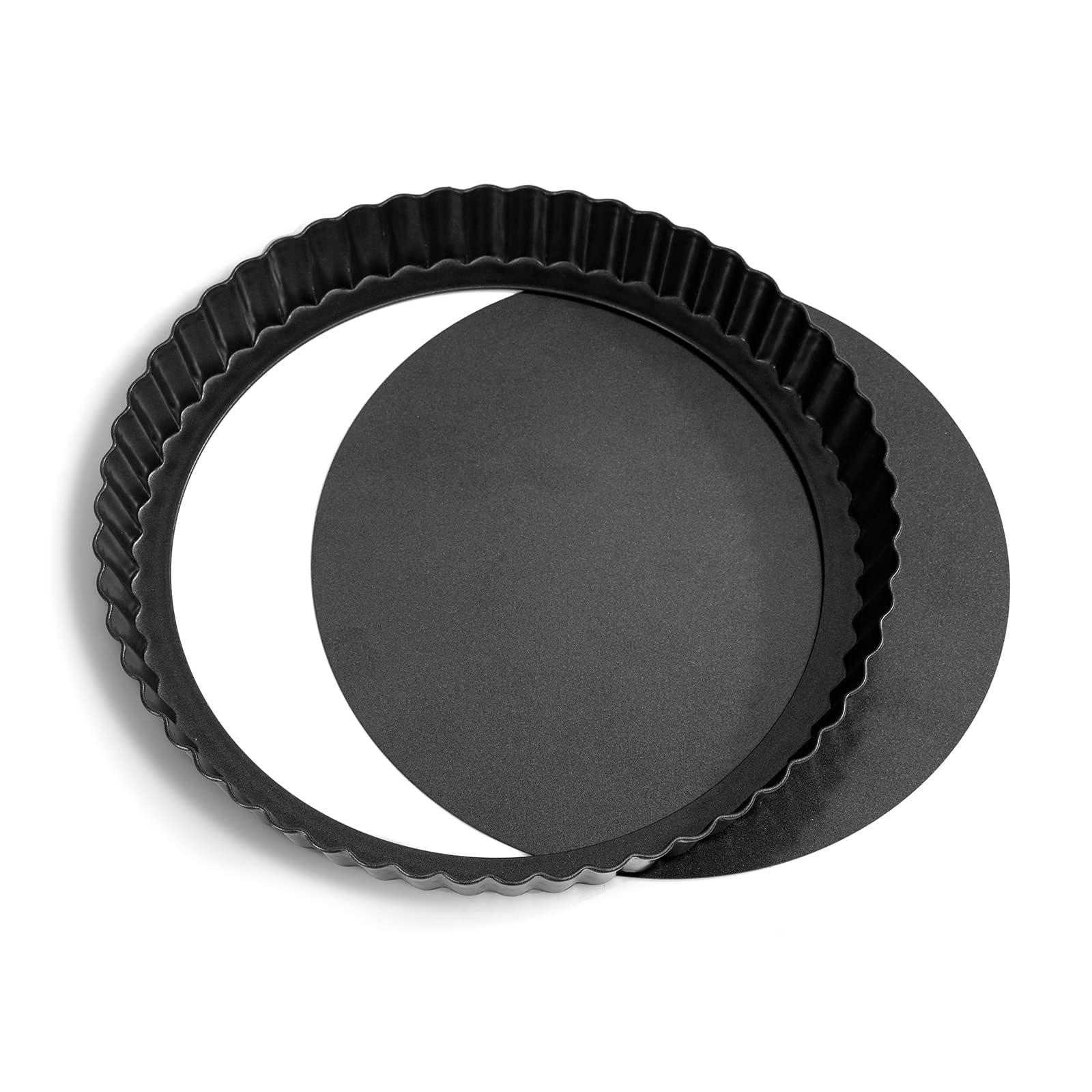chongning Quiche Pan, 8“/22cm Flan Tins with Loose Base, Removable Loose Bottom, Mini Tart Tins for Baking,Pie Dish