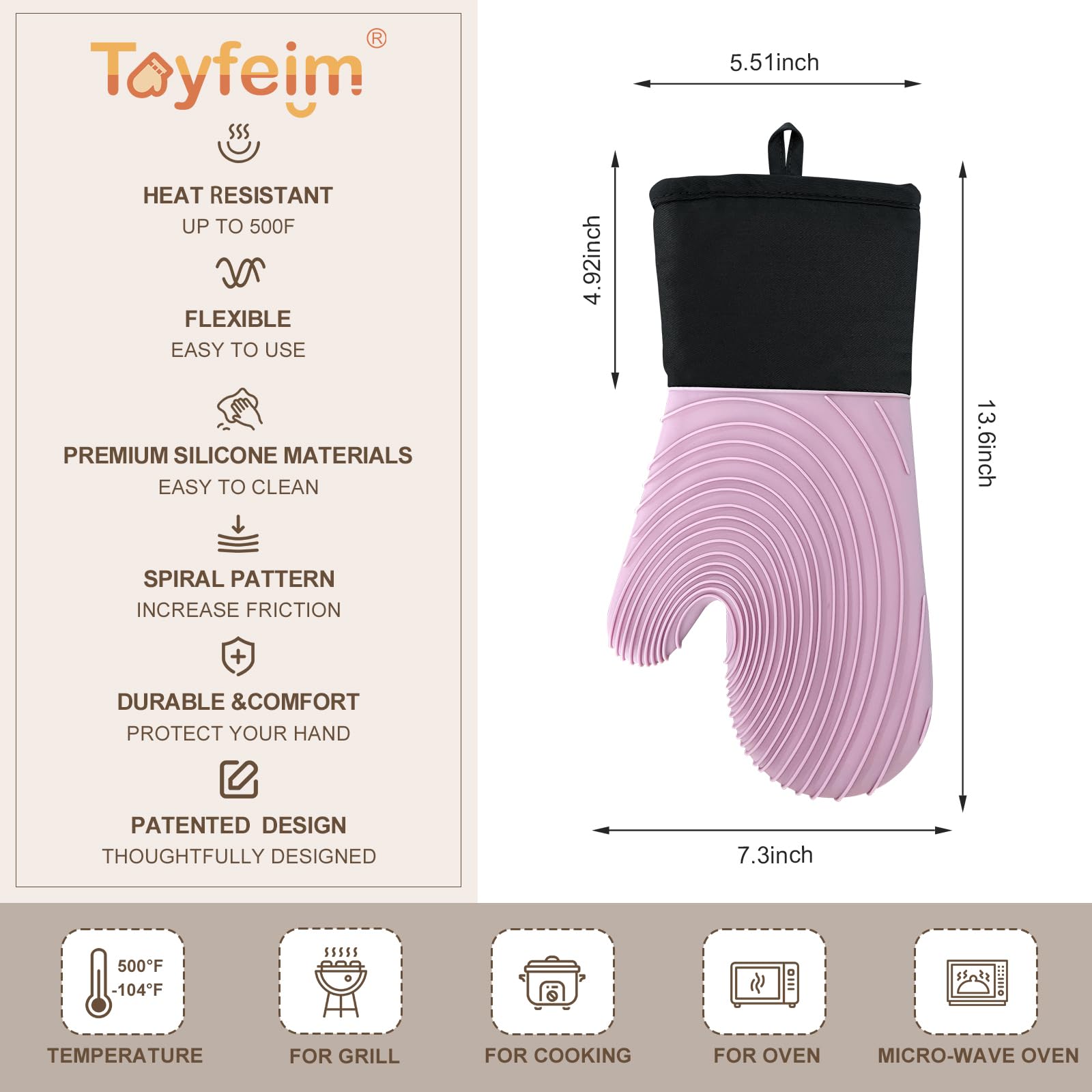 Ofenhandschuhe, Silikon, Ofenhandschuhe, hitzebeständig, 250 °C, rutschfest, Küchenhandschuhe, Silikon, Ofenhandschuhe, 1 Paar – Ofenhandschuhe, Silikon, Topflappen für Küche, Ofenhandschuhe