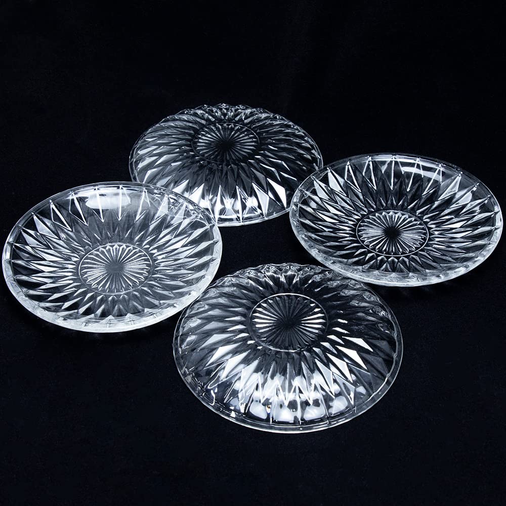 Amazon.com | Sizikato 4pcs Diamond Striped Glass Snack Plate, 5.7