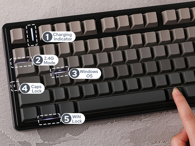 Clavier Mécanique Sans Fil EPOMAKER F75 AZERTY - Format 75%, RVB, Bluetooth/2.4G, Switches Hot-swap, Pour Gaming Et Bureautique - 7