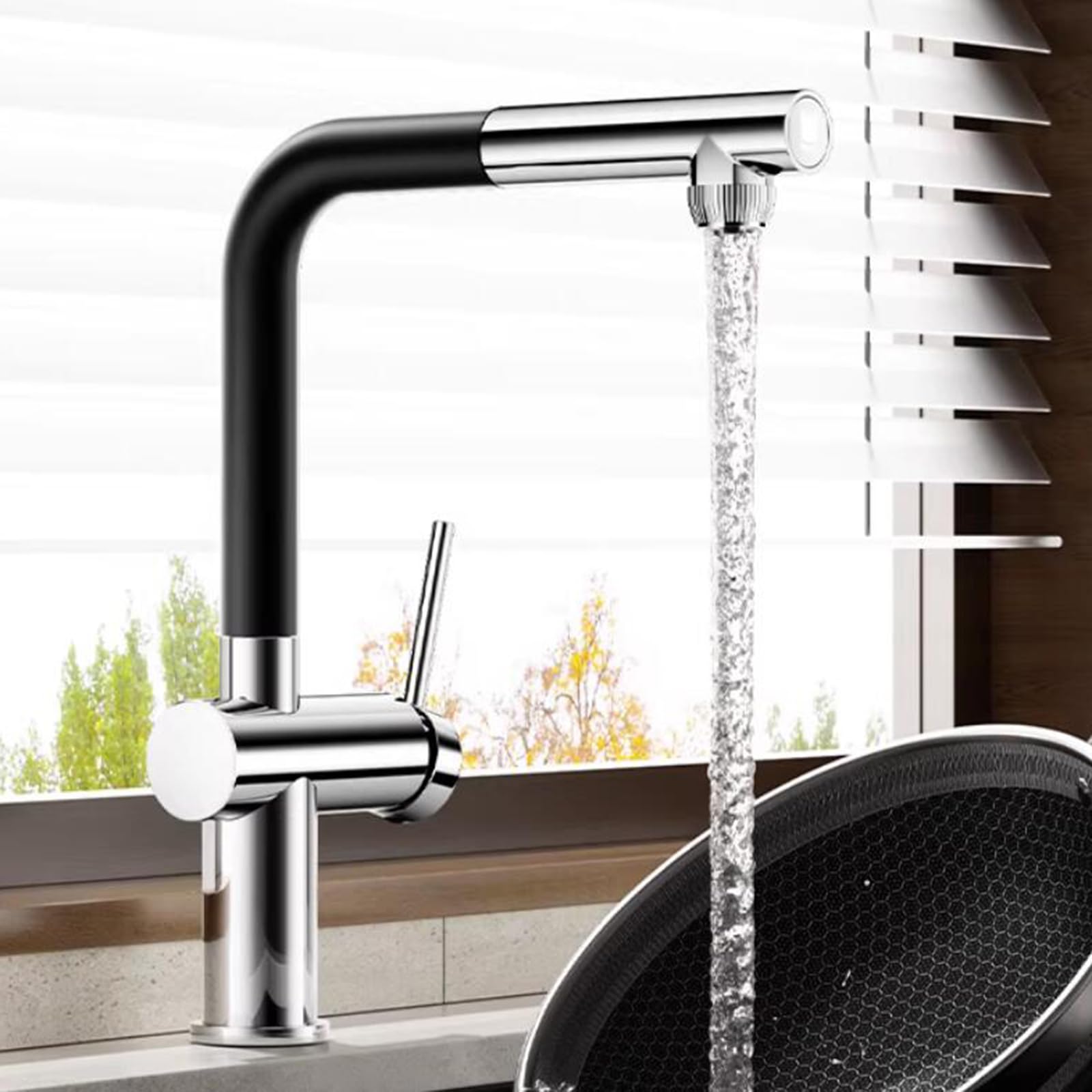 ZQFHSX Kitchen Mixer Tap with Pull-Out Swivel Brass Filter for Purified Water - Chrome