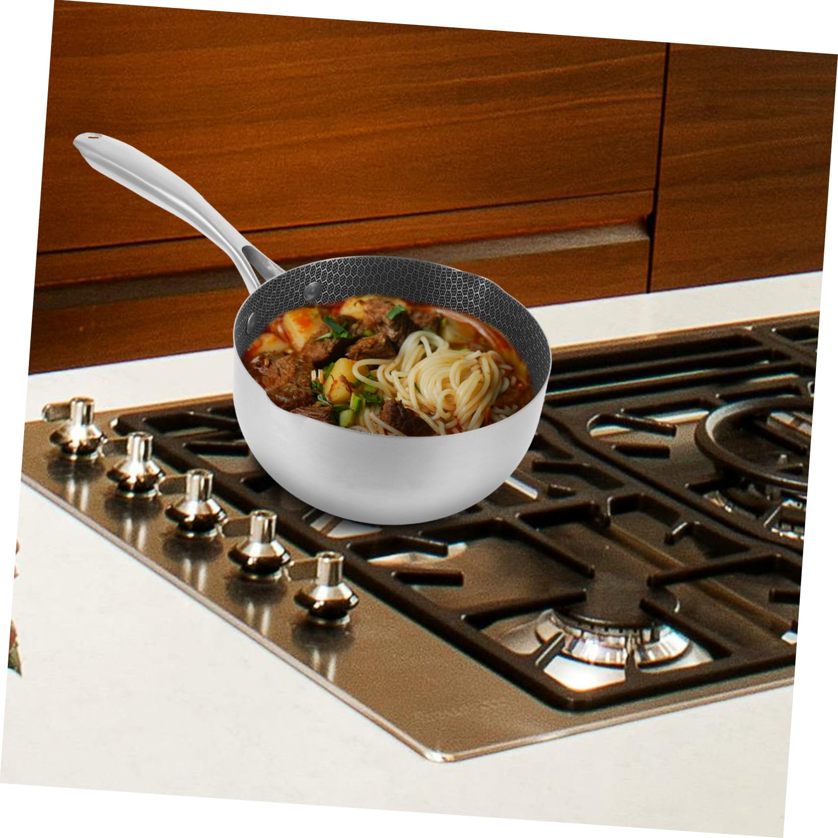 Sartén Antiadherente Pequeña de Acero Inoxidable con Diseño Panal Compatible con Inducción para Huevos Fritos y Cocina Diaria Familias Pequeñas