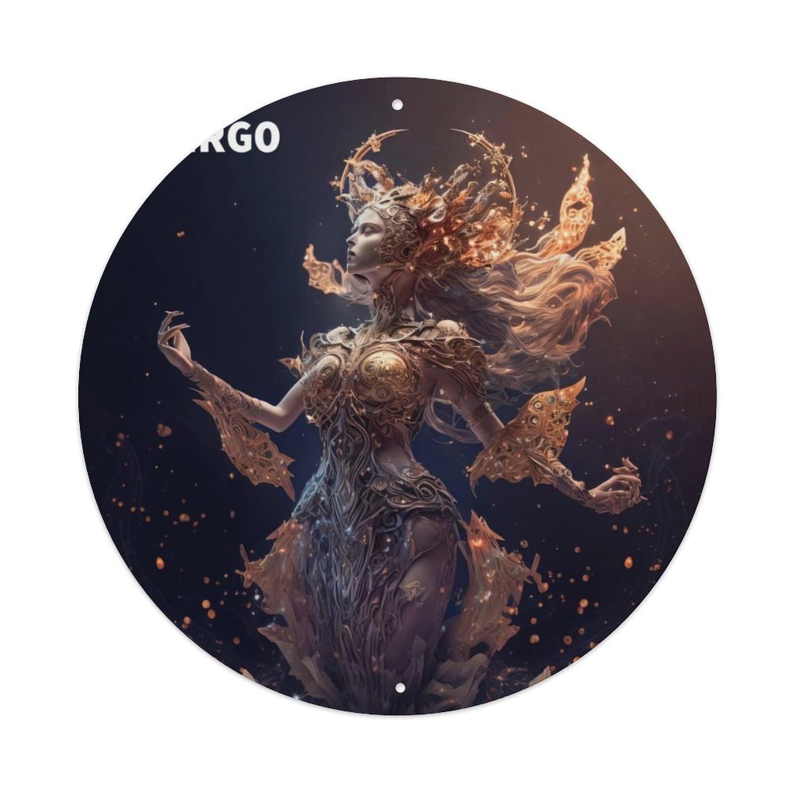 Monster Zodiac Signs Virgo Vintage Metal Tin Sign Plaque Wall Decor for Cafe, Club, Garden Round Metal Poster 8x8Inch