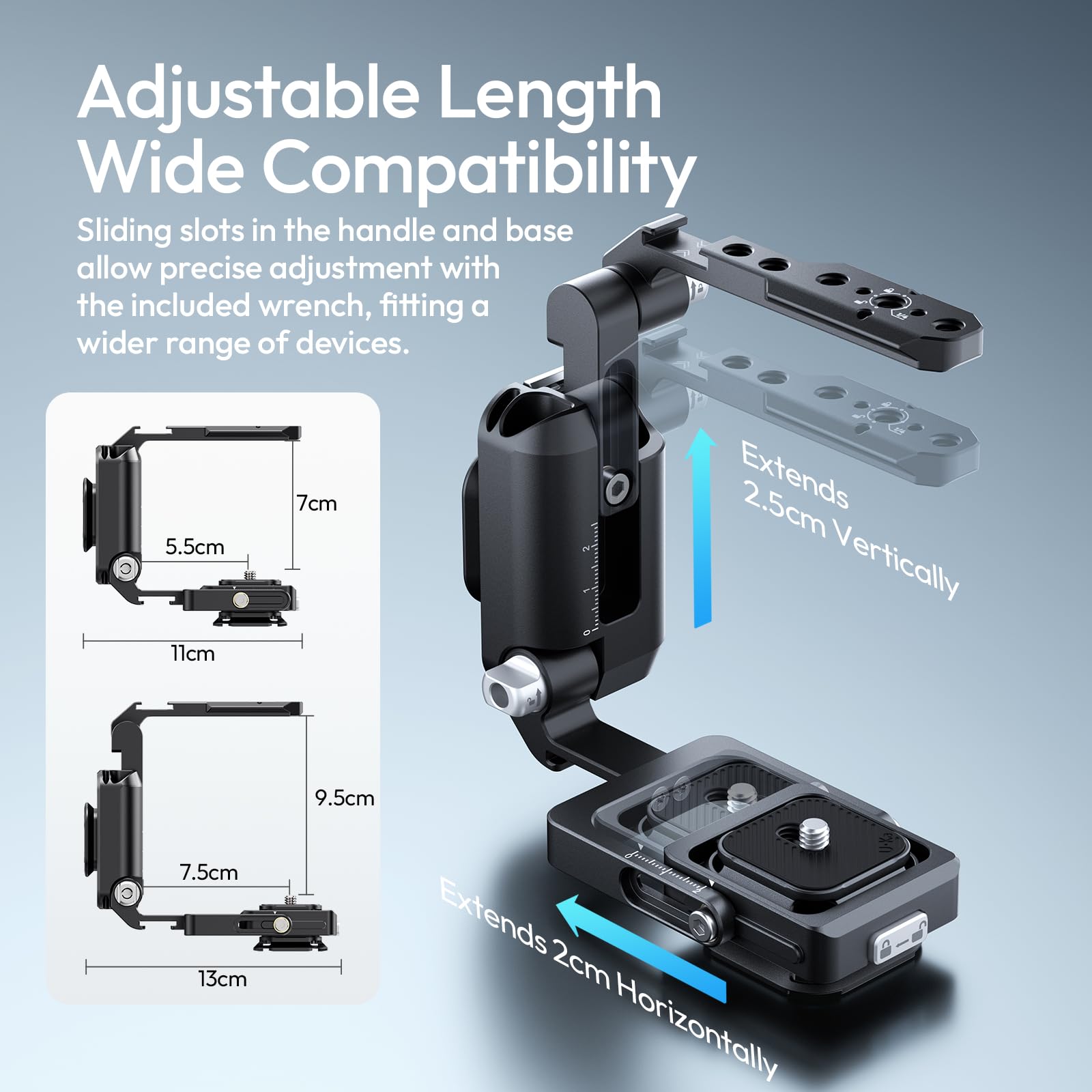 ULANZI XJ01 Universeller Faltbarer Kamerakäfig, portabler Top-Handle & Videokameragriff, Uka-Schnellwechsel mit 1/4" & Kaltgeräteschuhen, NATO-Schienen & ARRI, kompatibel mit DSLR und Camcordern