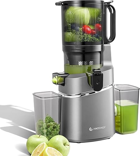 Miniatura 11 de AMZCHEF Máquinas Exprimidoras, Exprimidor de Prensado en Frío de Autoalimentación Extra de 5.3" para Verduras y Frutas Enteras, Máquina Extractora