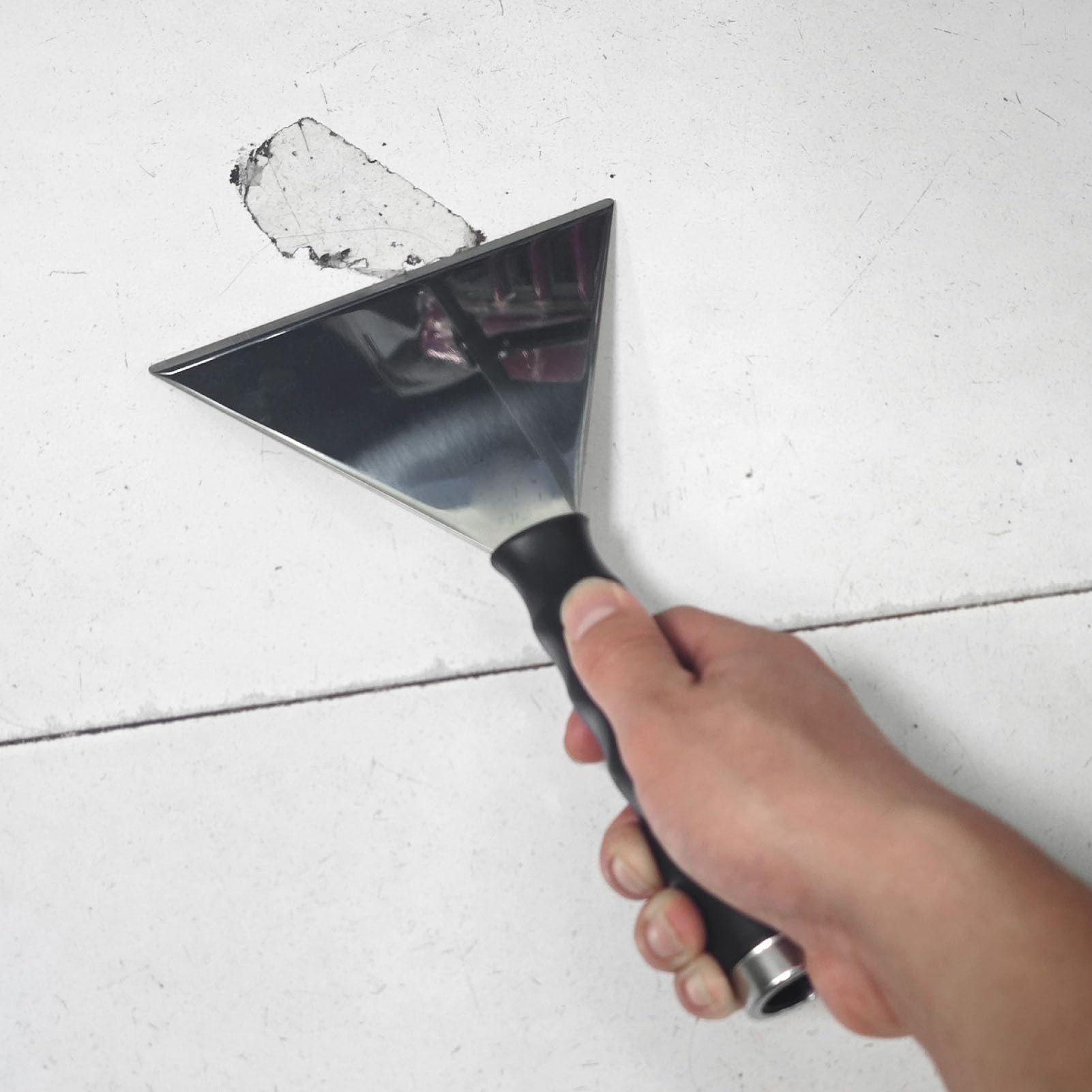Garsent Set di Lama di Scrematura a Secco, Raschietto in Acciaio Inossidabile con Pale di Stucco a 4 Taglie, Set di Lama Stutty con Sacchetto di Stoccaggio, Manico di Estensione 15,75 a