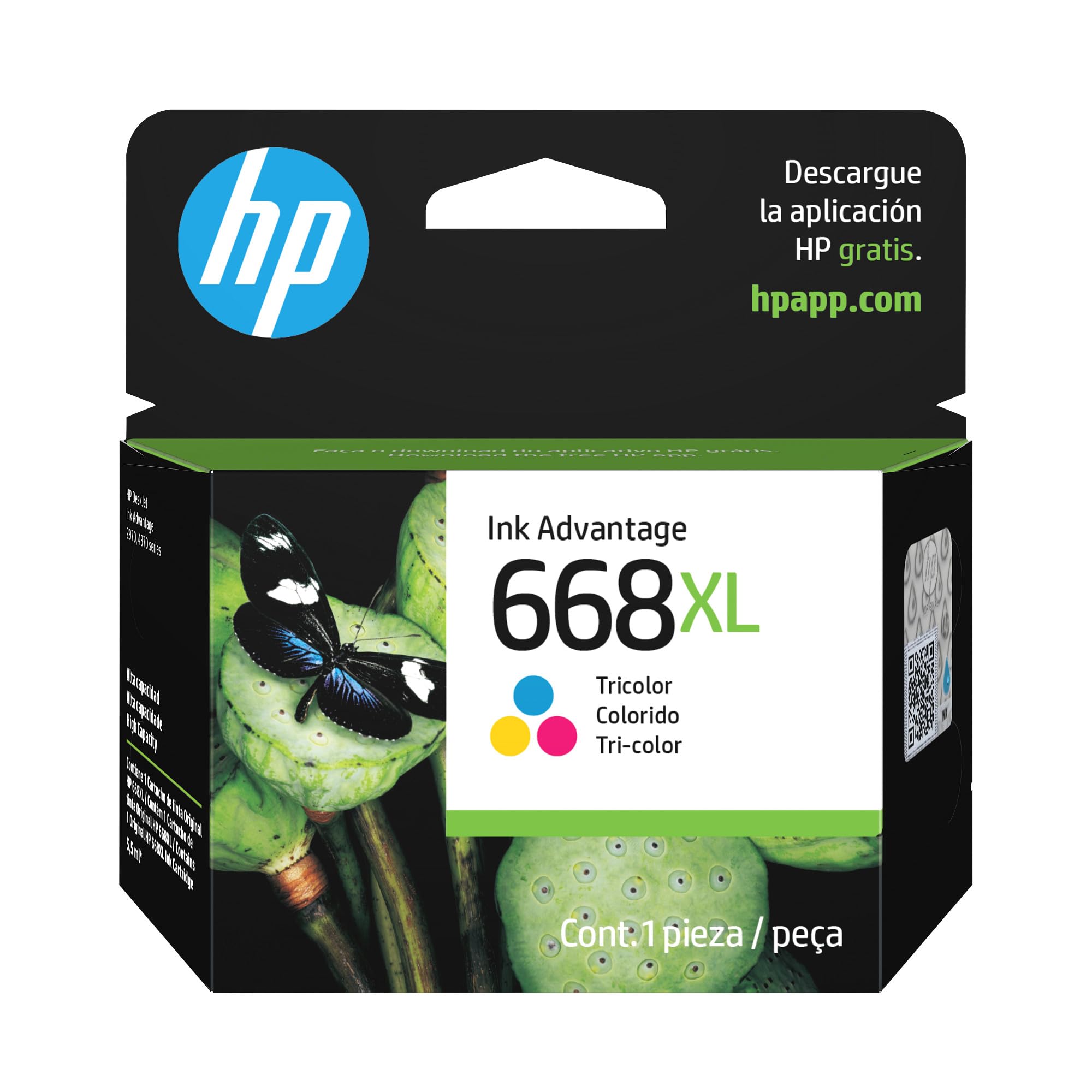 Cartucho HP 668 XL Colorido Original (7FP39VL) Para HP DeskJet
