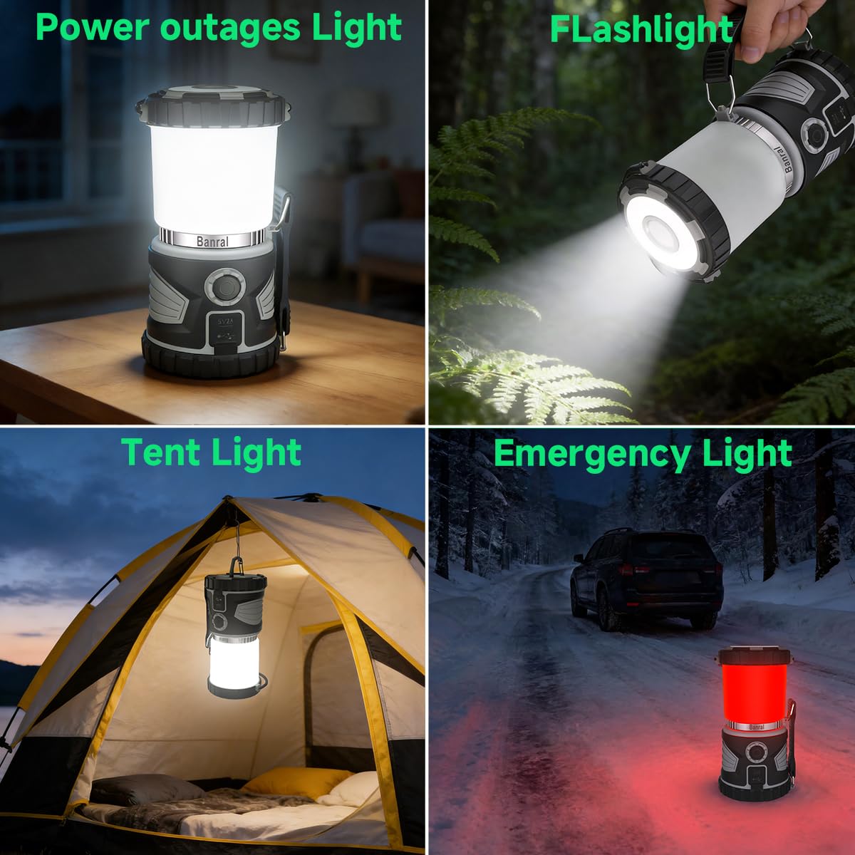 LED Campinglaterne Wiederaufladbar, 8 Lichtmodi, 6000mAh Akku