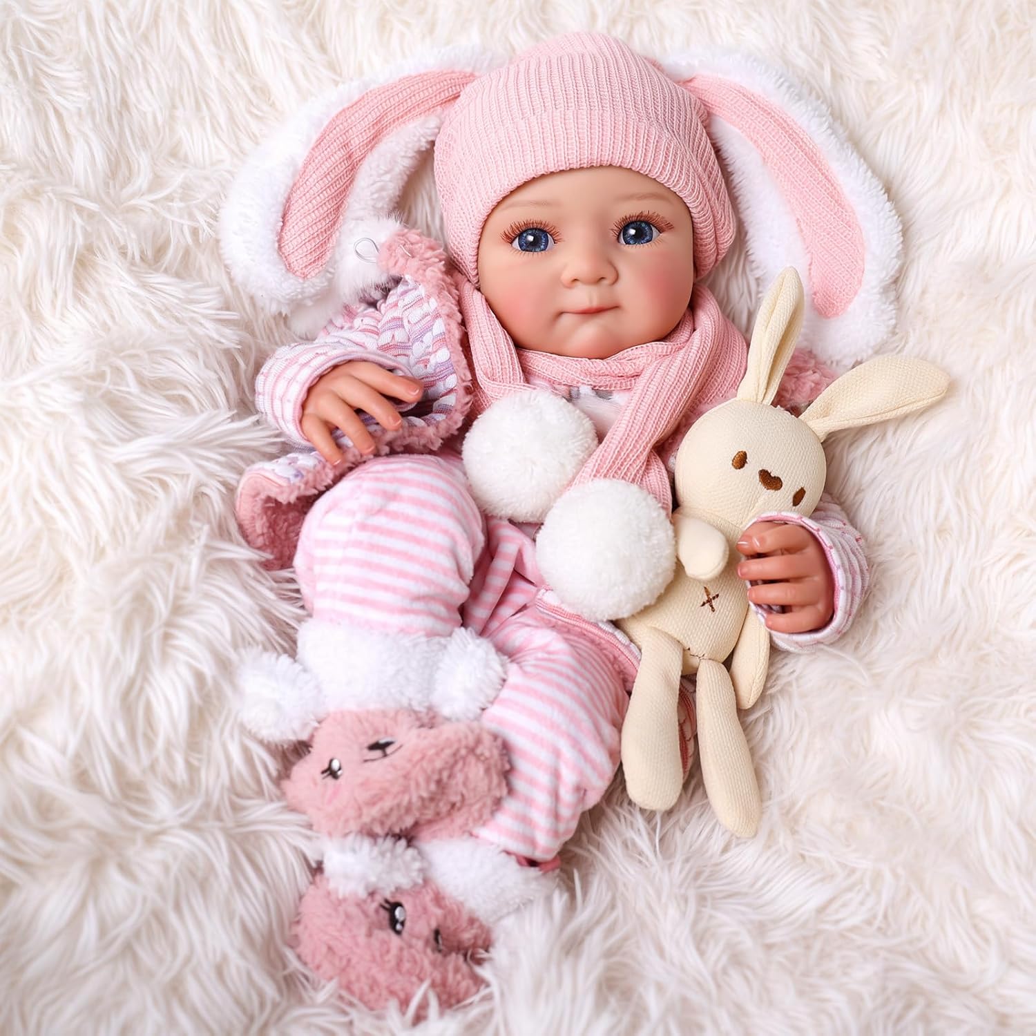 BABESIDE Lifelike Reborn Baby Dolls Ziva - 17 Inch Soft Body Realistic Baby Doll Girl with Value 5-Piece Bunny Outfit Cute Real Life Baby Doll with Accessories Gifts for Kids Age 3 + & Collection