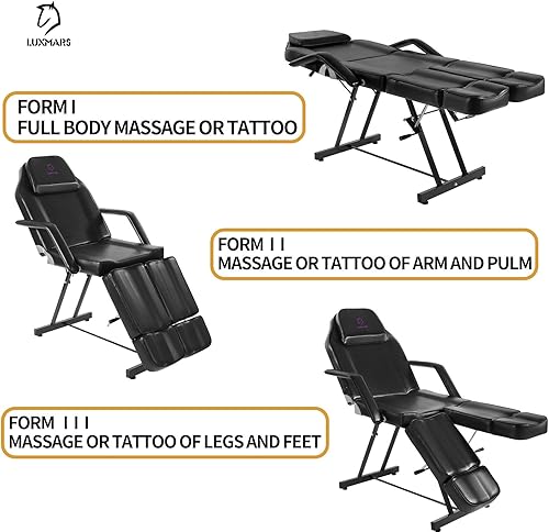 Miniatura 81 de Cama de spa de masaje, silla facial, mesa de tatuaje, 73 pulgadas, 3 secciones, cama de masaje multiusos, silla facial profesional, mesa de tatuaje