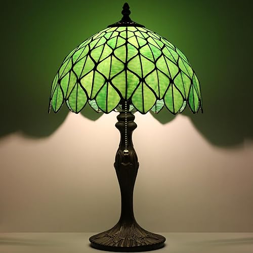 Tiffany Lamp Stained Glass Table Lamp 12 x 19” Green