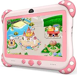 Tablet infantil de 7 polegadas para crianças, WiFi, tablets infantis 32G, Android 10, câmera dupla, jogos educativos, controle parental, tablet infantil com software infantil pré-instalado à prova de