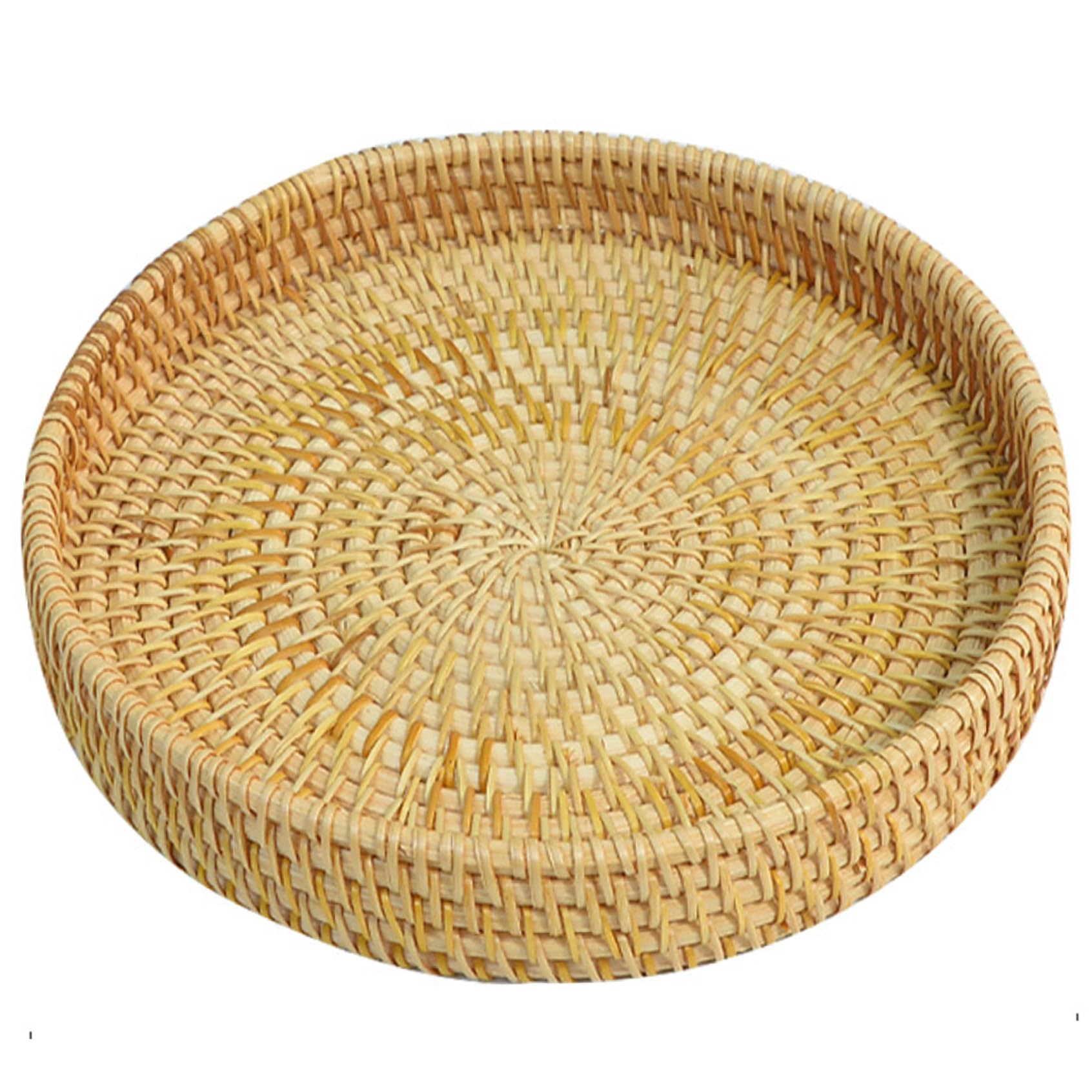 Garrrdenfurni Rattan Tray 9 Inch Woven Rattan Basket Decorative Round Wicker Tray for Serving Food Snacks Fruits Desserts Home Decor