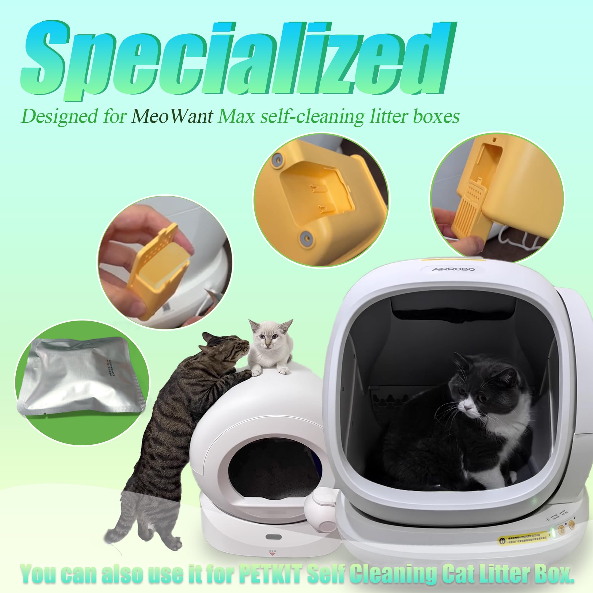 PurifyLogix Removedor de olores compatible con caja de arena para gatos autolimpiante MeoWant para control de olores de inodoro para gatos MeoWant caja de arena automática, desodorante de arena