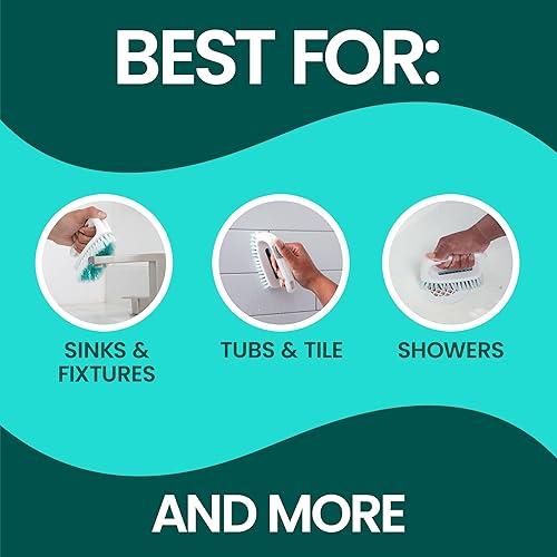 Miniatura 4 de Scotch-Brite Cepillo multiusos cerdas duraderas para suelos de azulejos, paredes, puertas de ducha, bañeras y accesorios de baño, mango ergonómico