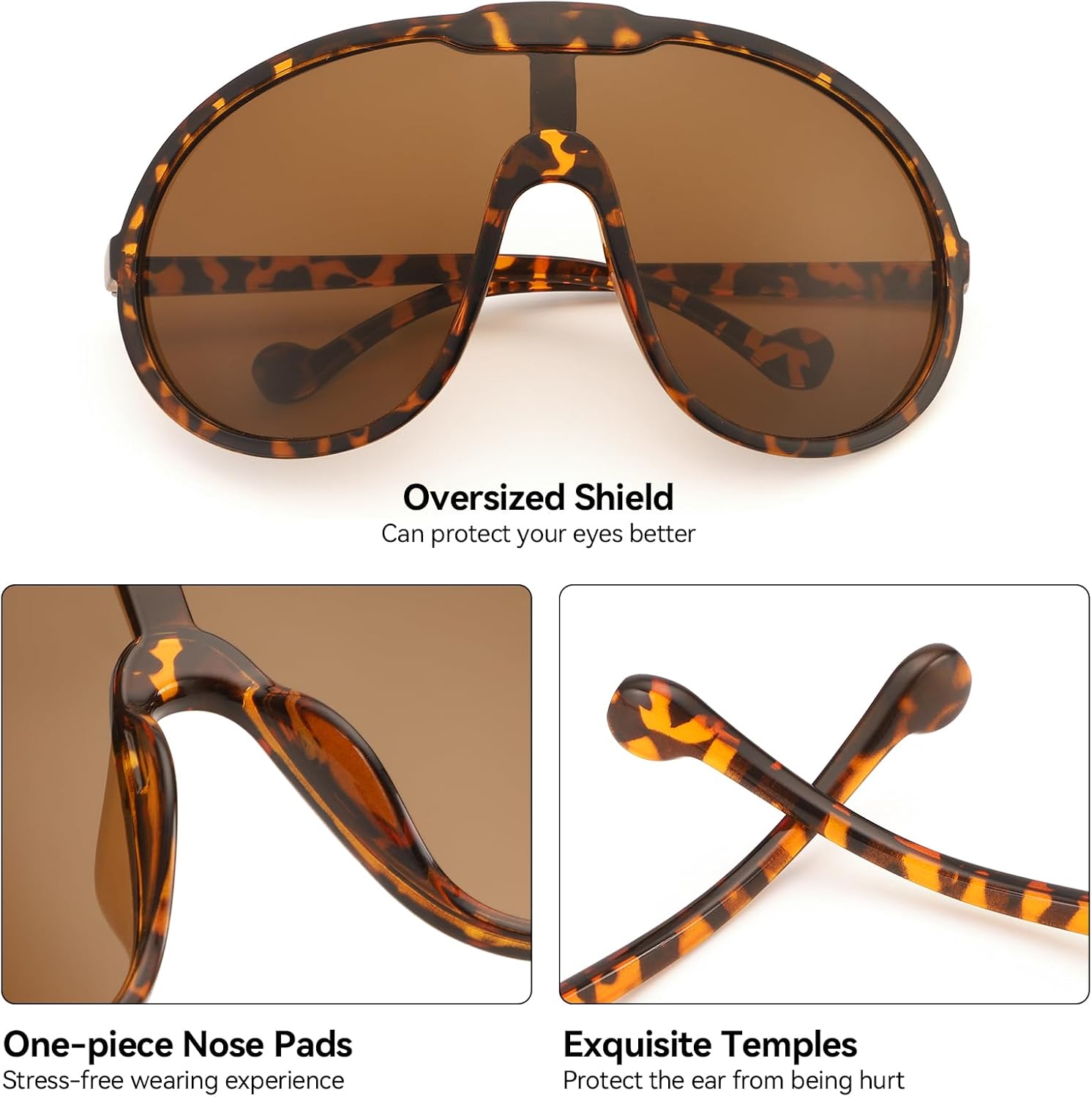 Dollger Oversized One Piece Sunglasses For Women Fashion Men Wrap Around UV400 Shield Goggles - Image 3