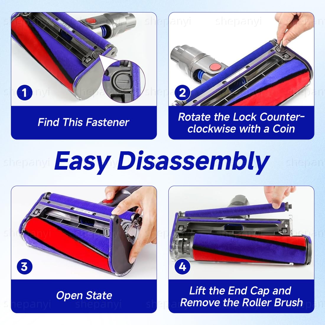 Cabezal de Cepillo de Rodillo Suave–Piezas de Repuesto de Cepillo Softwalze Compatibles para Dyson V7,V8,V10,V11,V15 y Modelos SV–para una Limpieza Suave de Suelos Duros.