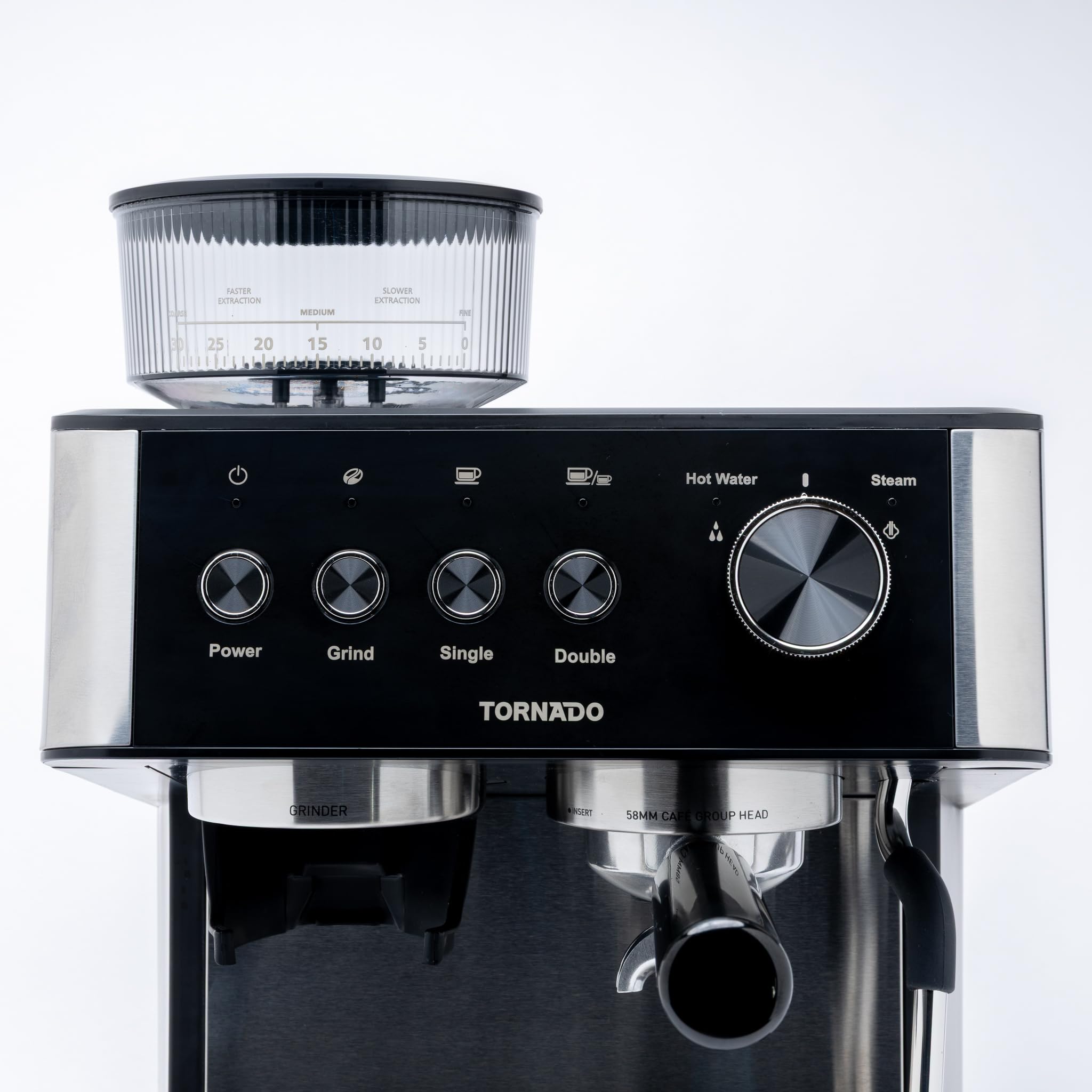 Tornado TCM-5431-GS Machine À Expresso Semi-AUTOMATIQUE, 2,3 L, BROYEUR INTÉGRÉ, Café EN Grains ET MOULU, Noir