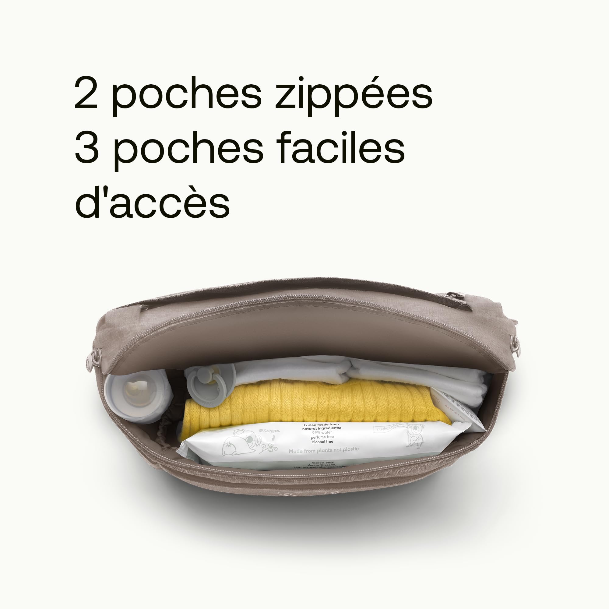 Bugaboo Sac organiseur compact multi-poches pour poussette avec poches faciles d'accès, accessoire indispensable pour tous les essentiels de bébé en Desert Taupe