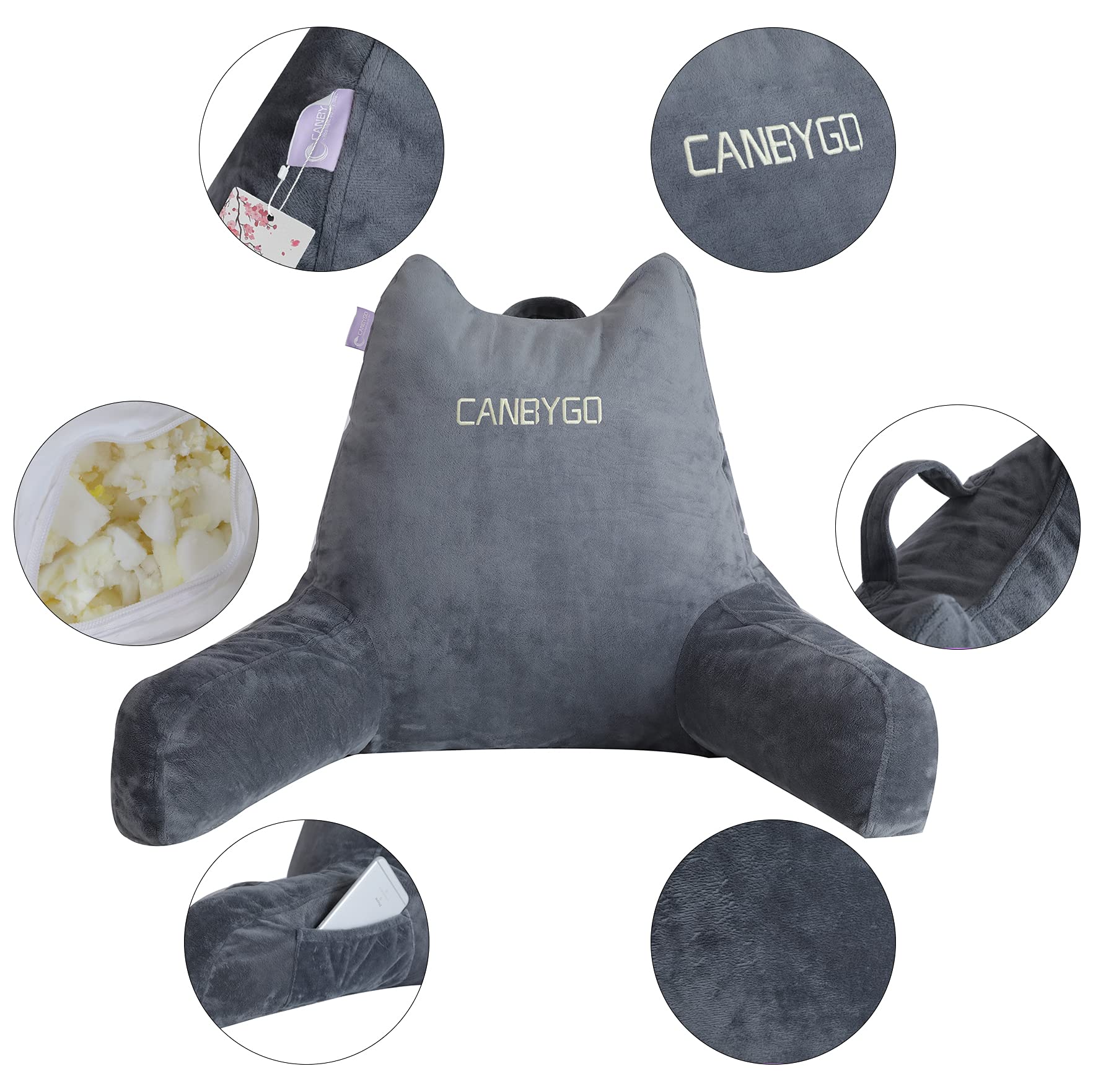 Cuscino schienale per sostenere la schiena mentre ci si rilassa / si gioca / si legge, cuscino per riposo letto-letto da lettura in memory foam a bassa rimbalzo con braccioli
