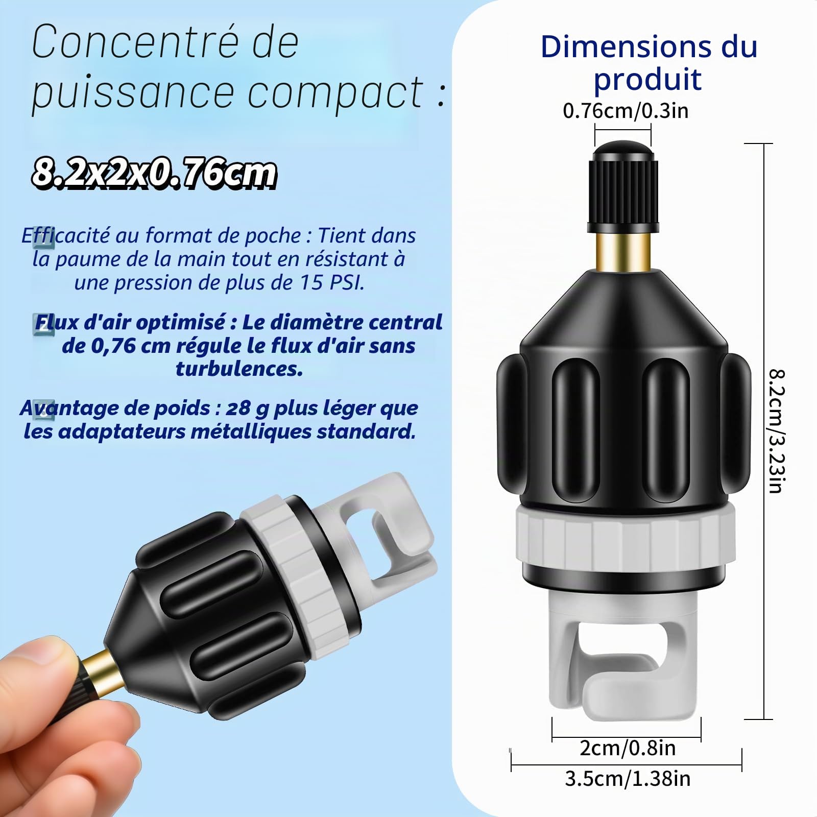 Adaptateur De Pompe NW Pour SUP Et Bateau Gonflable – Laiton, Pour Valves 6-8 Trous