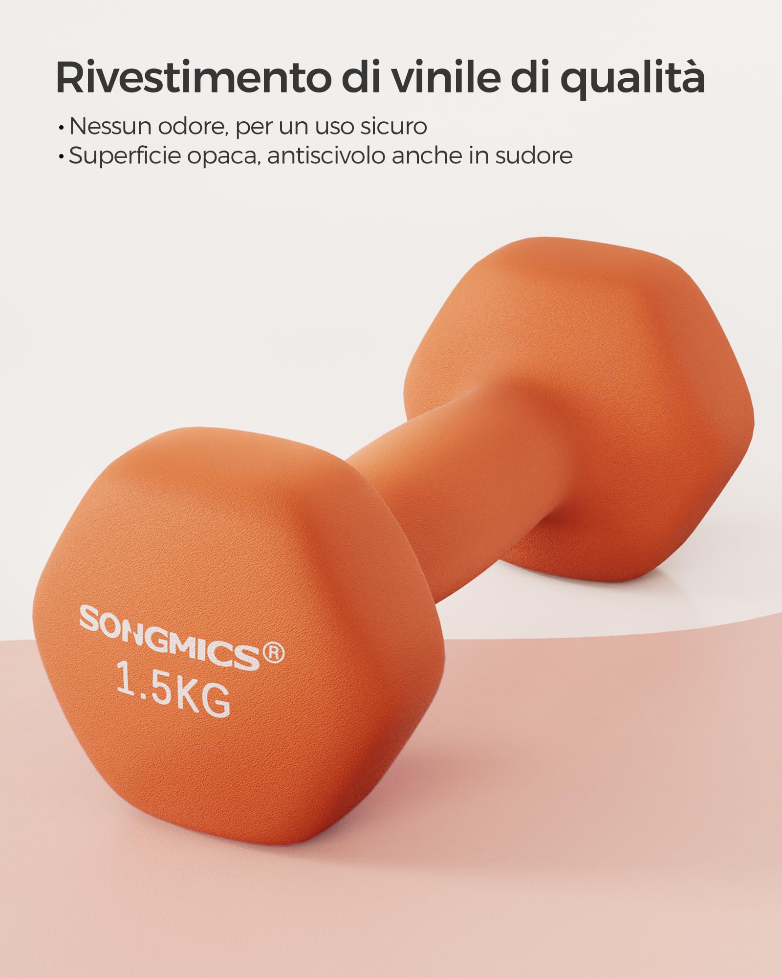 SONGMICS Set di 2 manubri, manubri corti, esagonali, rivestimento in neoprene, allenamento della forza, allenamento, fitness, per la casa