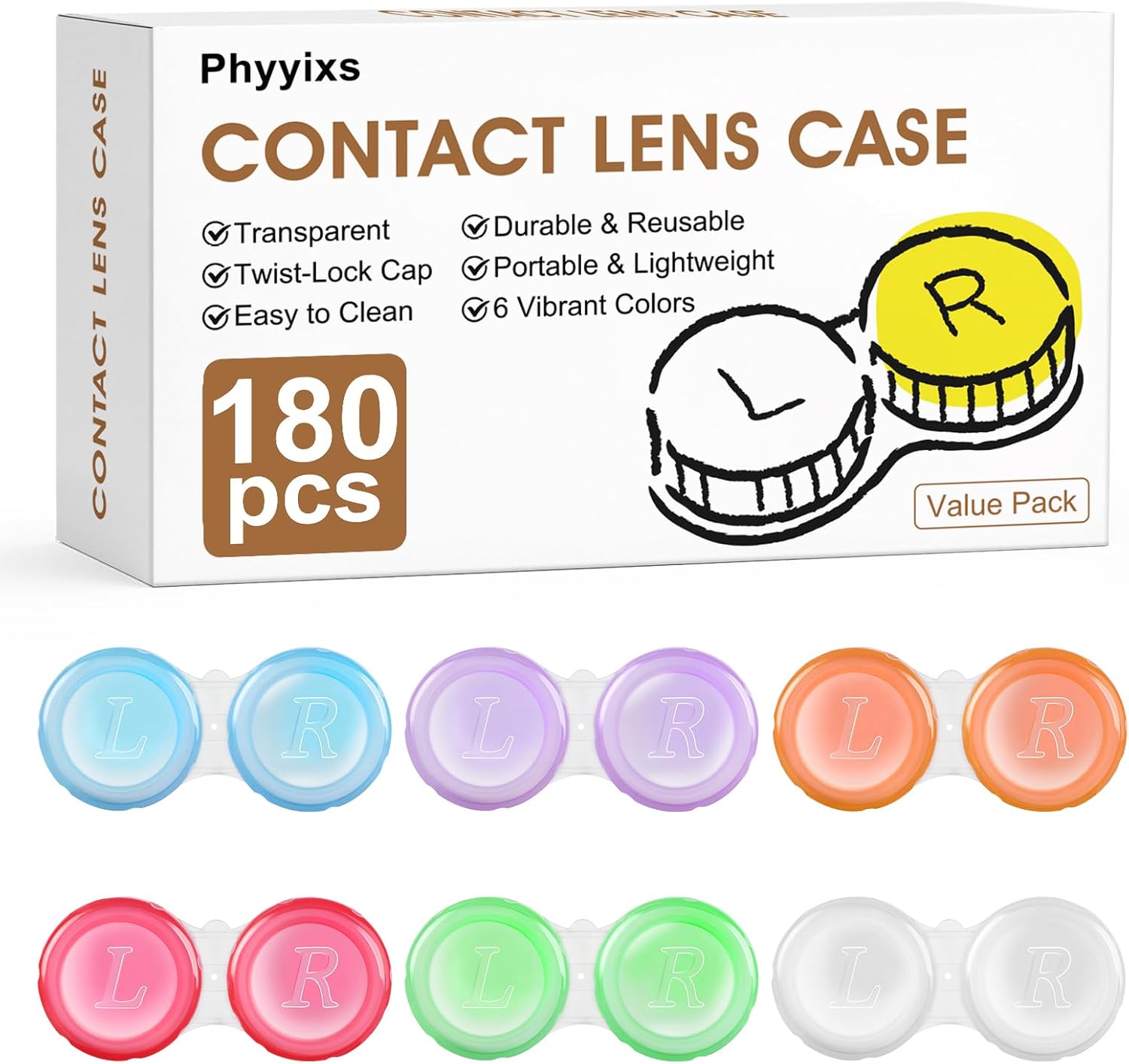 180 Pack Contact Lens Cases Bulk,...