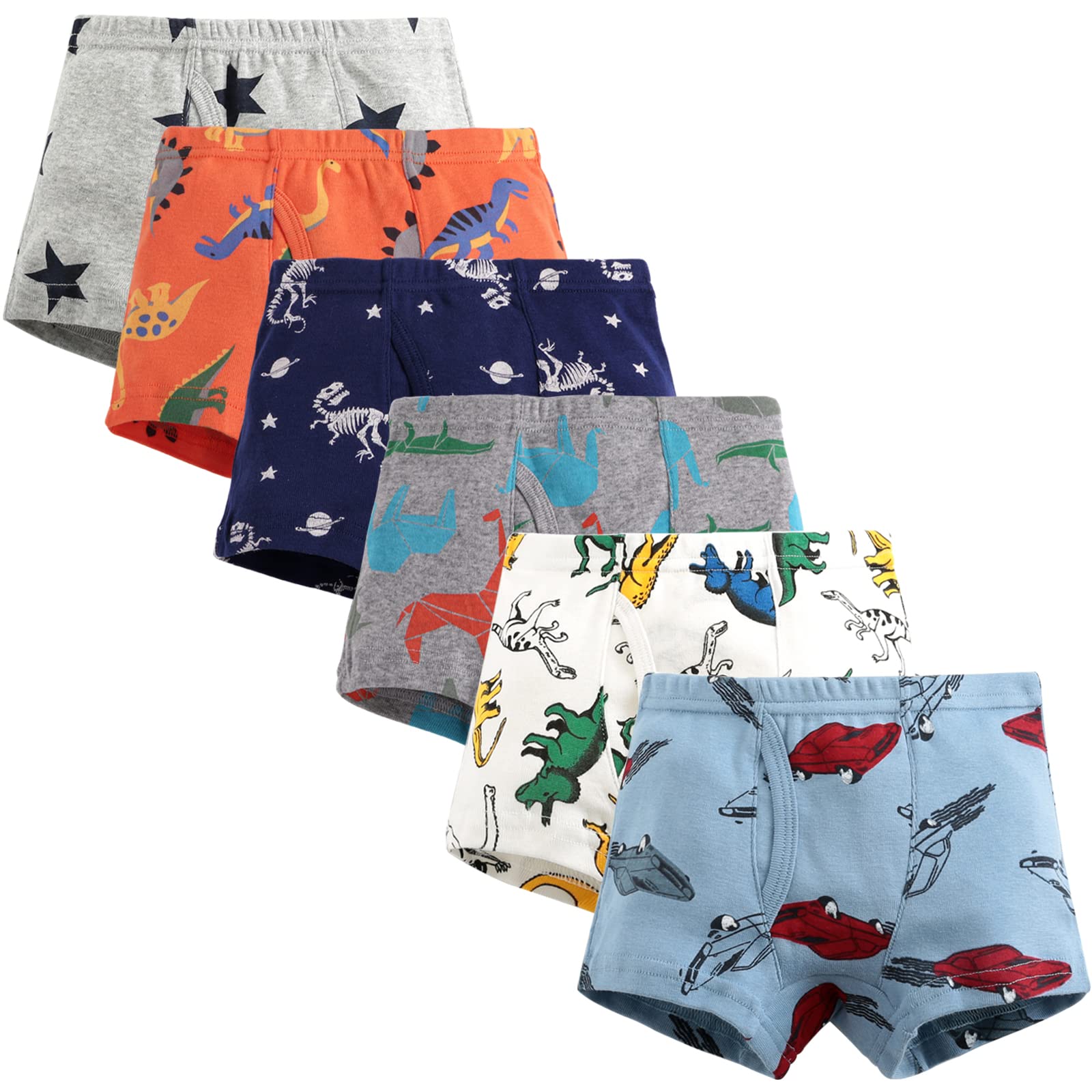 ZHTEAPR Kids Little Boys Boxer Briefs Underwear 100 Cotton Soft Panties Cartoon Big Boys Undies 2-10 Years Pack