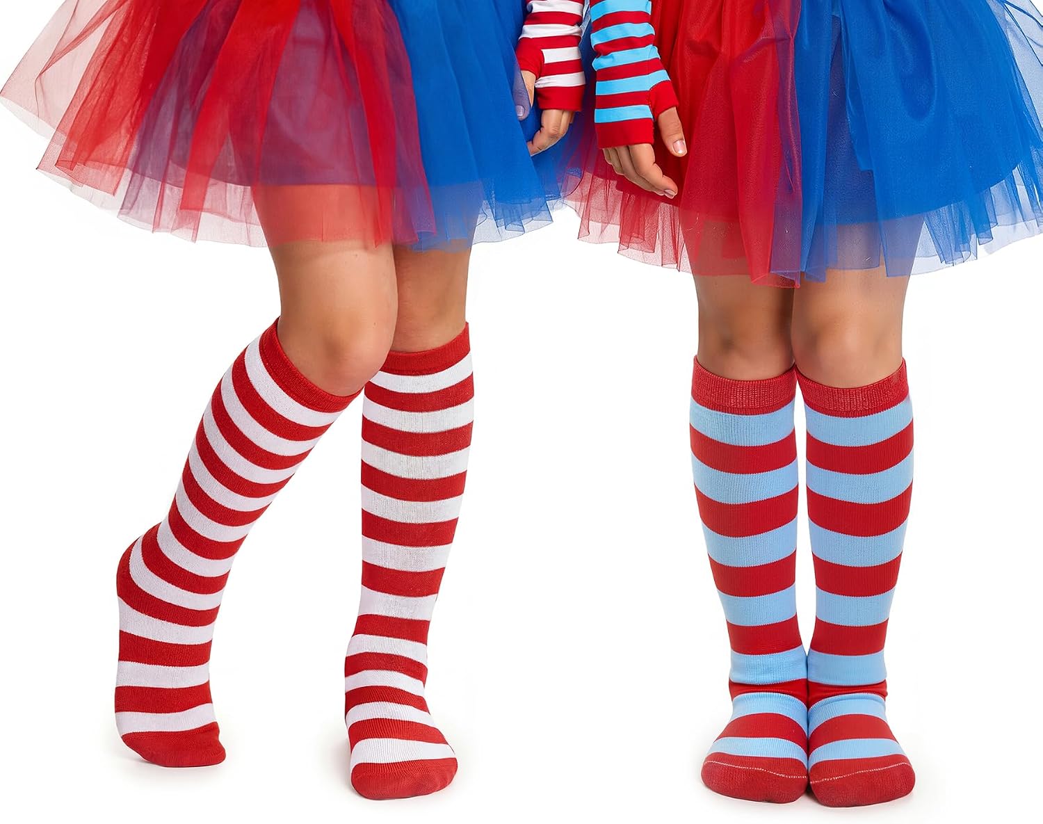 Zando 2 Pairs Kids High Knee Socks Athletic Thin Tube Socks Novelty Striped Socks for Toddler Boy Girls