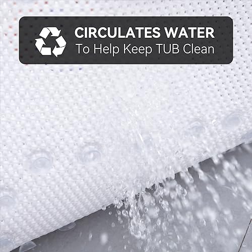Miniatura 4 de DwellAid Tapete de bañera antideslizante color marfil de 36 x 17 pulgadas, tapete de ducha de espuma suave para bañera, tapete de bañera con