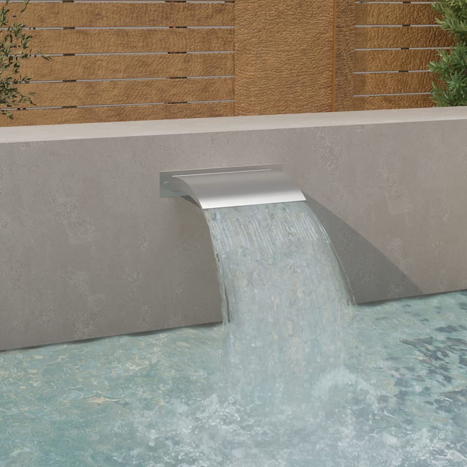 Fuente de Acero Inoxidable Plateado para Estanque o Piscina - SS 304, 45x26x13 cm