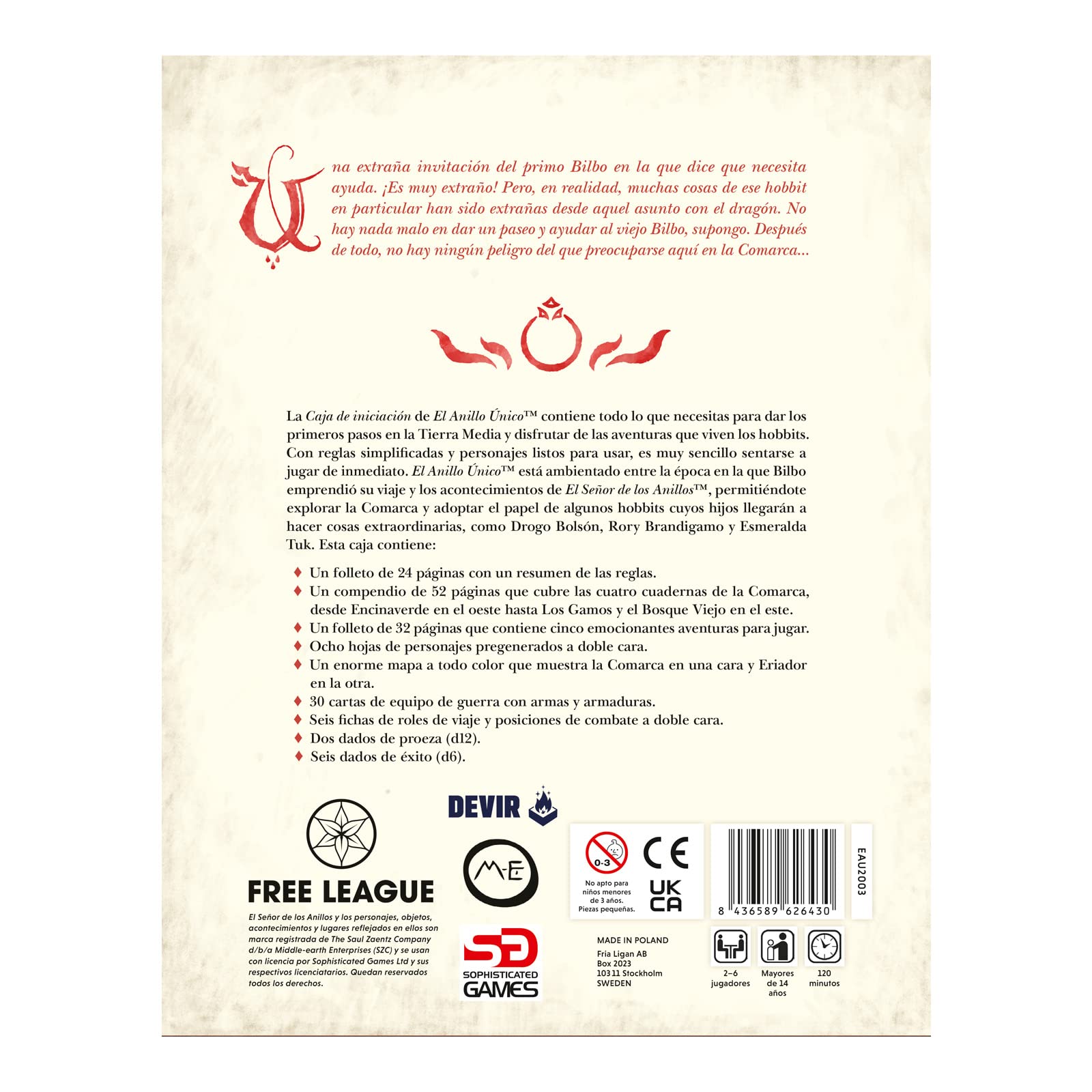 Devir - El Anillo Único: Caja de Iniciación 2da Edición, Juego de Rol, Juego de Rol de Iniciación (AU2CAINSP)