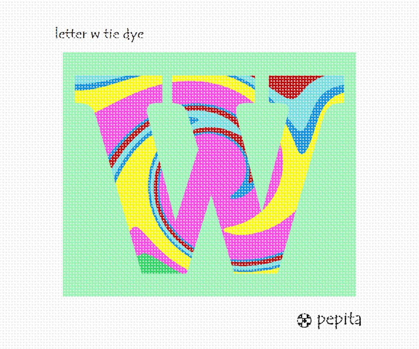 Pepita Needlepoint kit: Letter W Tie Dye, 8