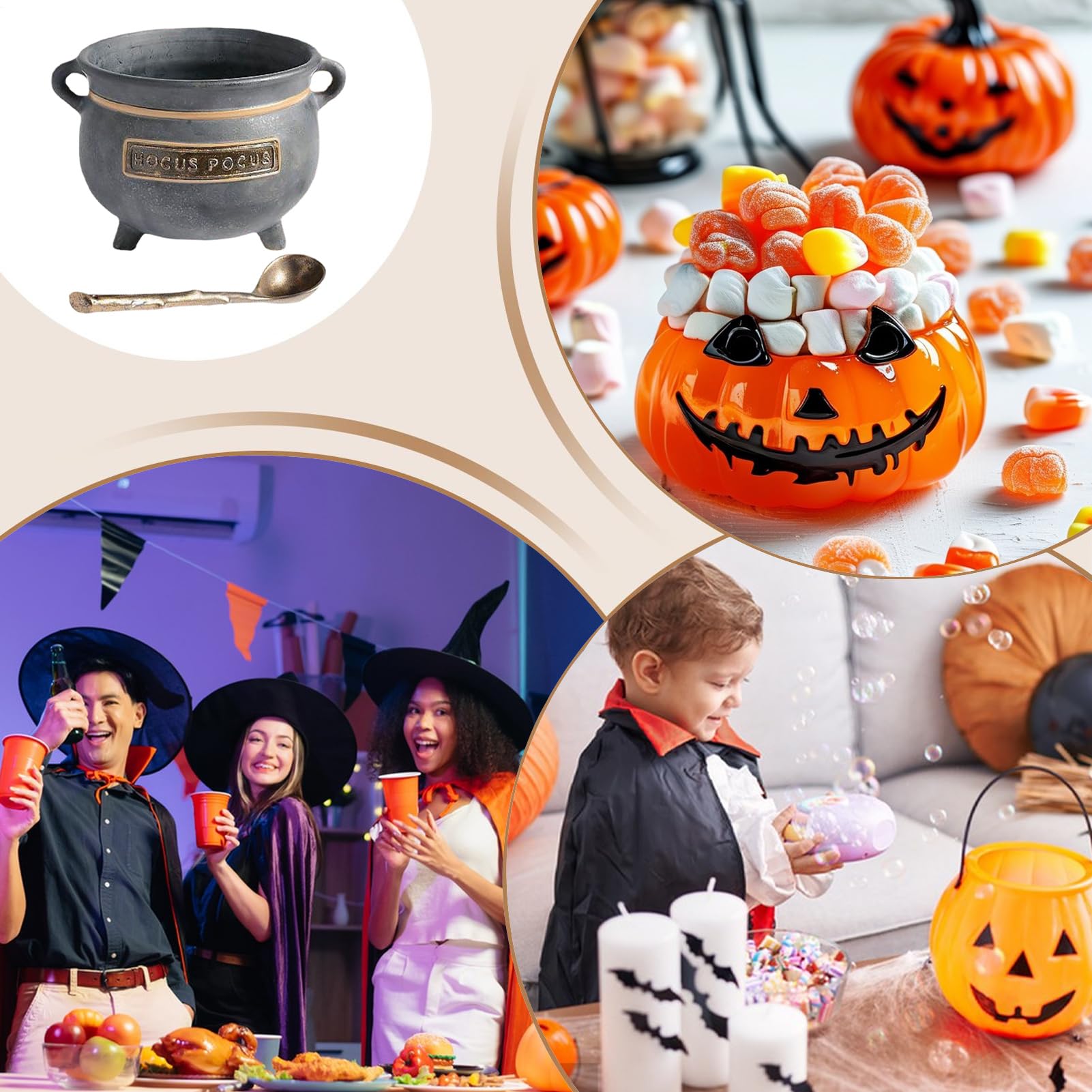 Genérico per dolci | per aperitivi Halloween caldaia di - Supporto per alimenti con cucchiaio per frutta, cinema, picnic, ristorante