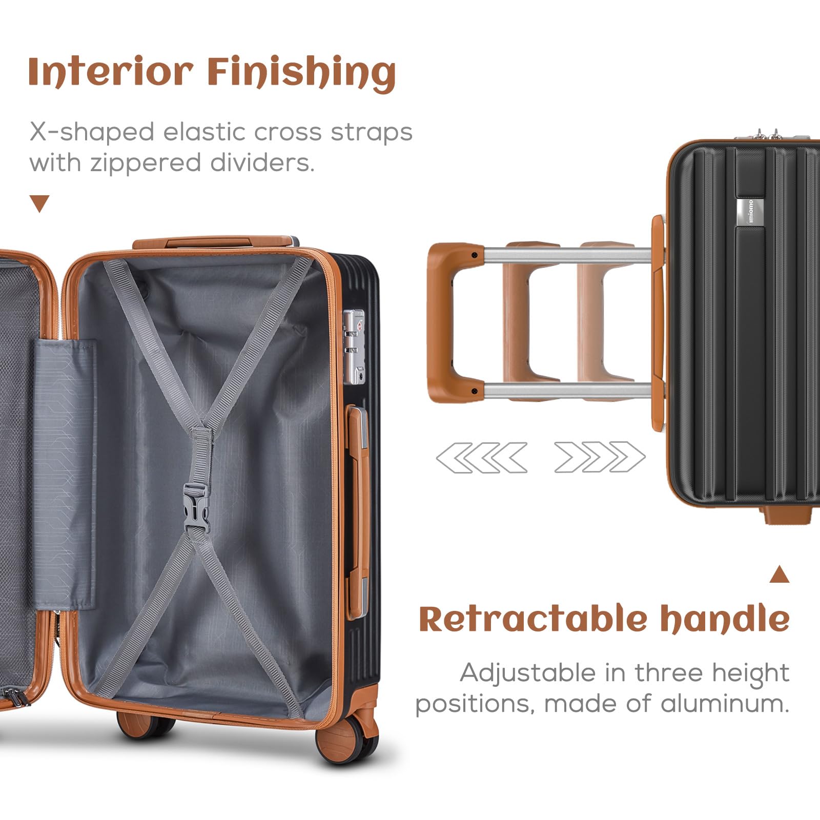 Joyway Valigia Bagaglio a Mano, Piccolo Bagaglio con Blocco a Combinazione TSA e Quattro Ruote Rotanti, Leggero Bagaglio a Guscio Duro con Borsa a Mano e Borsa Cosmetica