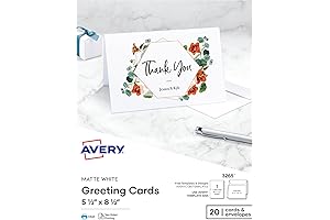 Printable Avery Greeting Cards, Half-Fold, 5.5" x 8.5", 20 Blank Cards and Envelopes - 3297
