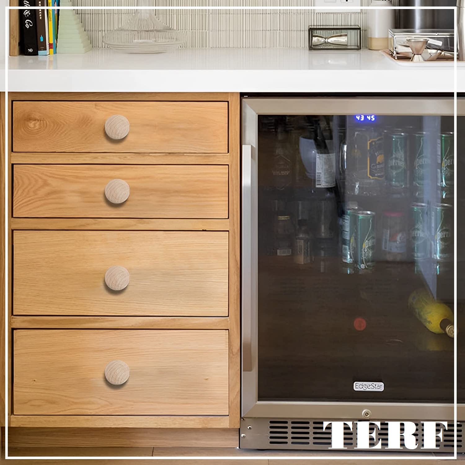 TERF® Traditional Unlacquered Pine Wooden Cupboard Cabinet Door Knob 40mm Chest Drawer Cupboard Kitchen Wardrobe Door Pull Handle Knobs with Fixing Screw for Use Home and Office - Image 4