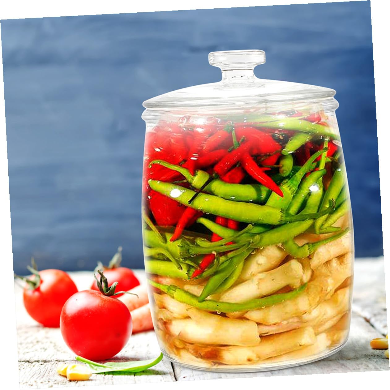 NUOBESTY Barattolo Ermetico in Vetro per Conservare Sottaceti e Alimenti Contenitore Trasparente Riutilizzabile con Chiusura Sicura per Fermentazione Casalinga e Conservazione Alimentare