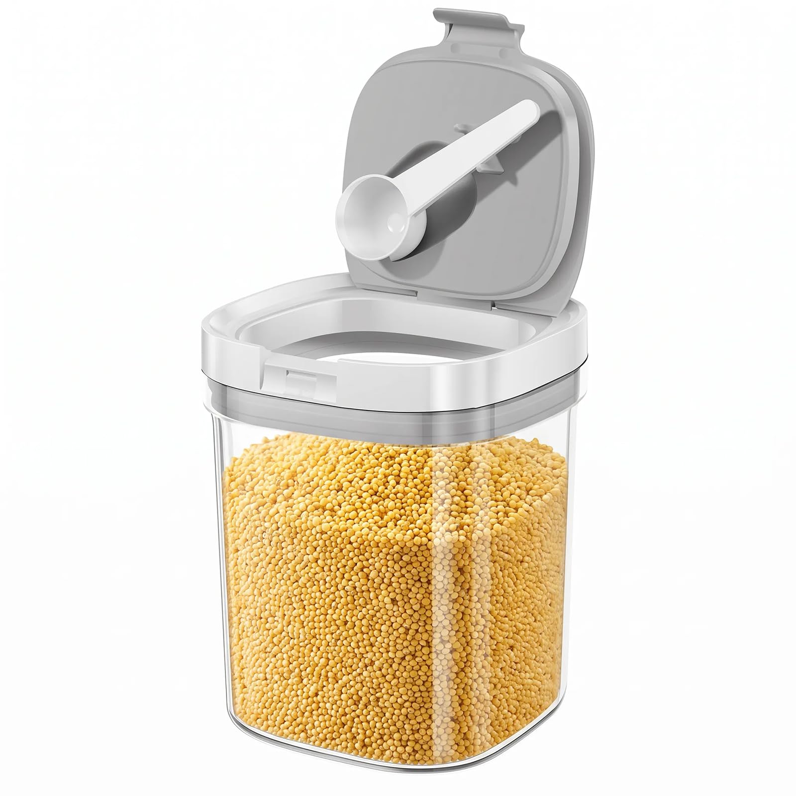 Sutowe Airtight Formula Container with Spoon Grey Coffee Canister Stackable Food Storage Containers with Lids Milk Powder Storage Formula Dispenser for Coffee, Cereal, Flour (Transparent-1300ml) — image 1