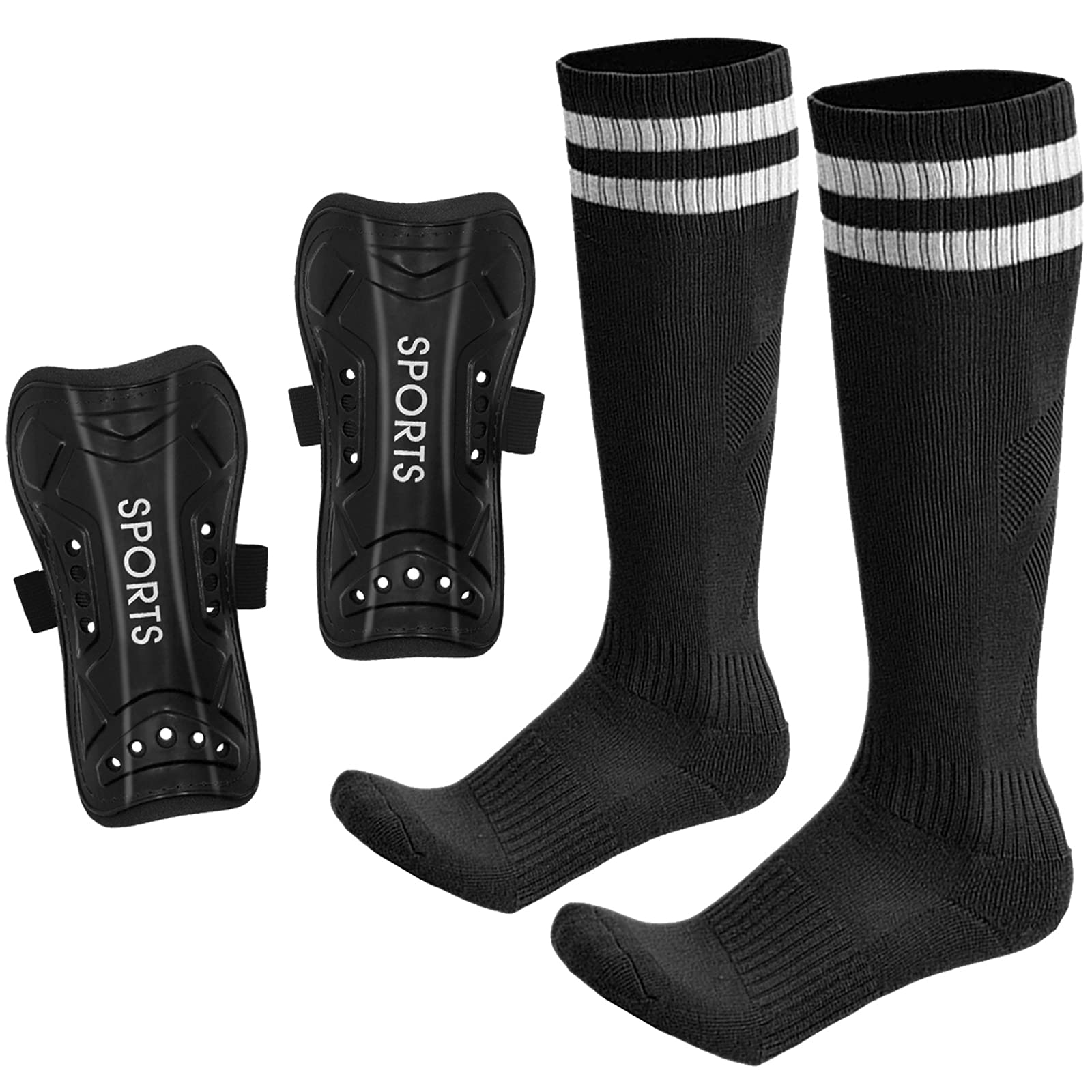 AIMISICAR Soccer Shin Guards Toddler Kids Youth, Shin Pads and Long Soccer Socks for 3-15 Years Old Boys and Girls for Football Games, Lightweight and Breathable Soccer Equipment