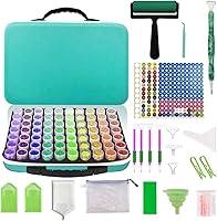 Vista 9 de Waykape Contenedores de almacenamiento de arte de diamantes de 70 ranuras, accesorios y herramientas de arte de diamante 5D, organizador de kits