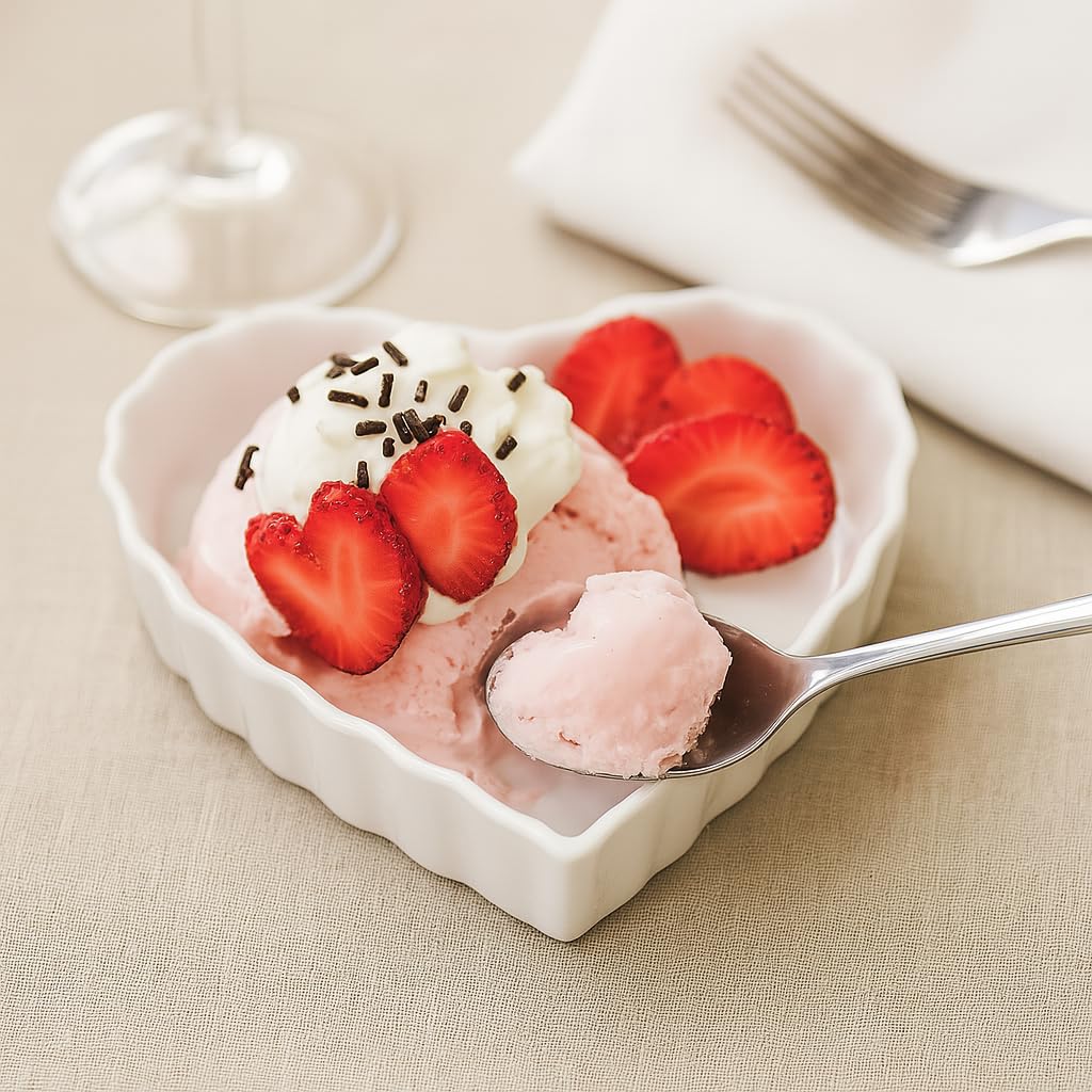 HIC Harold Import Co. 98019-6 HIC Heart Creme Brulee, porcelana fina blanca, 12,7 x 2,54 cm, juego de 6