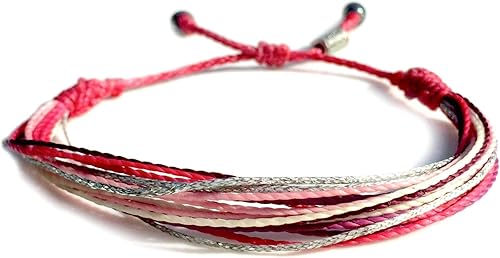 Pulseras de macramé y estilo surfista en categoría de enlace con múltiples colores Rosa