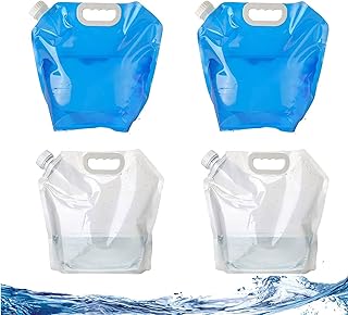 Yuemuop 4 Pezzi Acqua Potabile Pieghevole, Contenitore Pieghevole per Acqua Potabile, Borsa per L'acqua Potabile 5L per Escursionismo Campeggio Picnic Viaggio Barbecue (Blu + Bianco)
